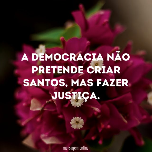 A democracia não pretende criar santos