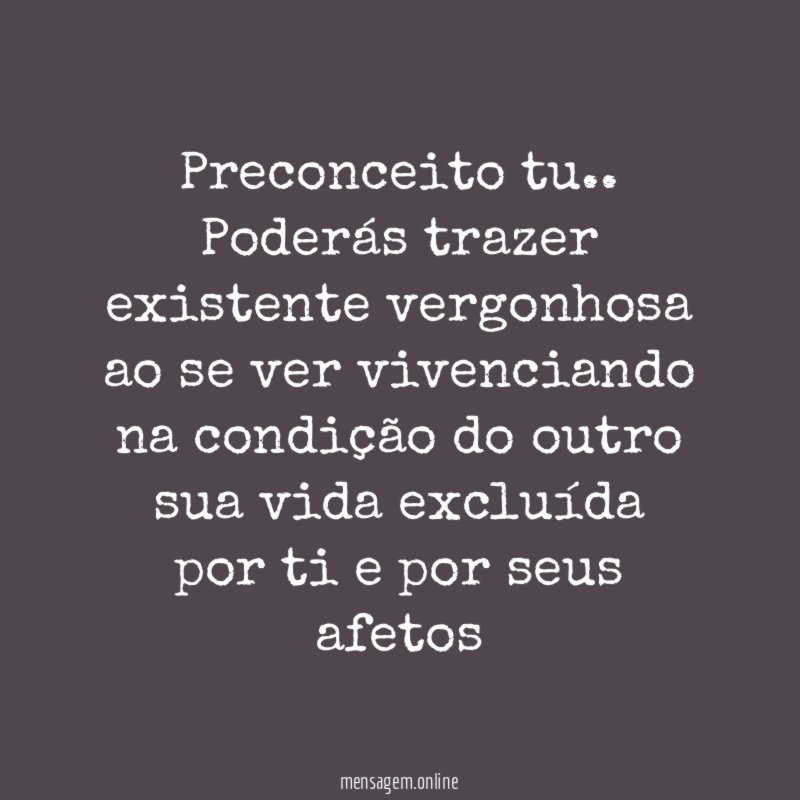 Preconceito tu