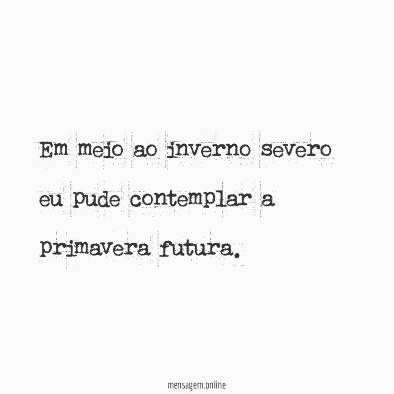 Em meio ao inverno severo eu pude contemplar a primavera futura