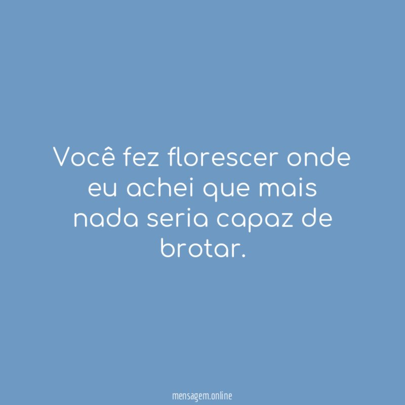 Você fez florescer onde eu achei que mais