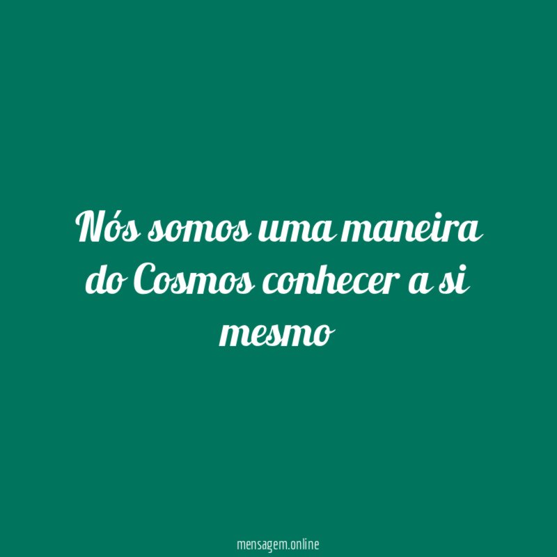 Nós somos uma maneira do Cosmos conhecer a si mesmo