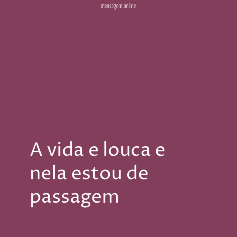 a vida e louca e nela estou de passagem