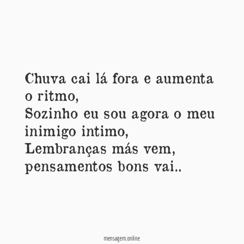 Chuva cai lá fora e aumenta o ritmo