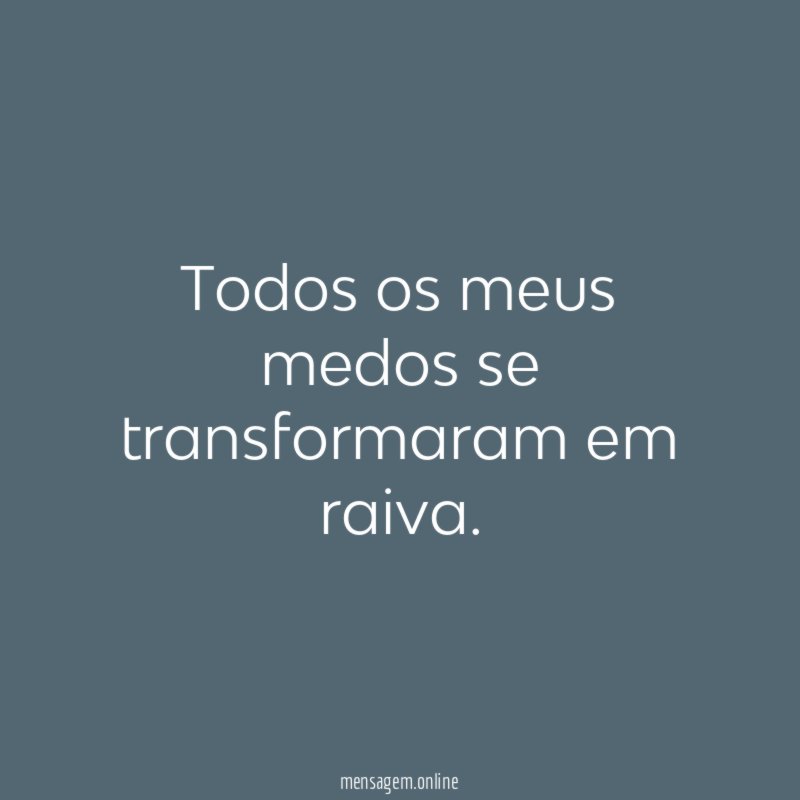 Todos os meus medos se transformaram em raiva