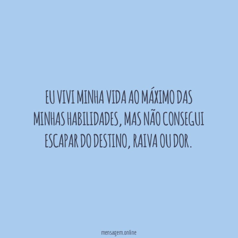 Eu vivi minha vida ao máximo das minhas habilidades