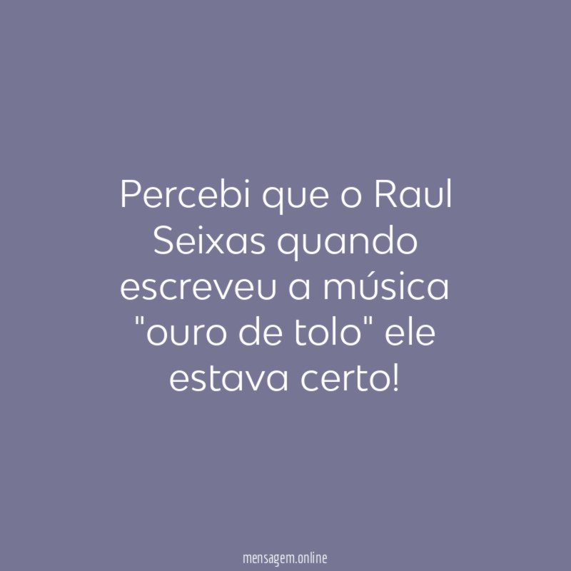 Percebi que o Raul Seixas quando escreveu a