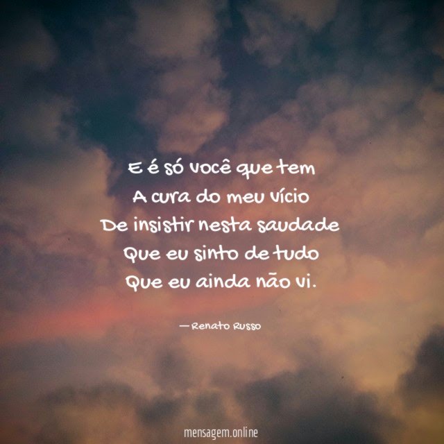 E é só você que tem A cura do