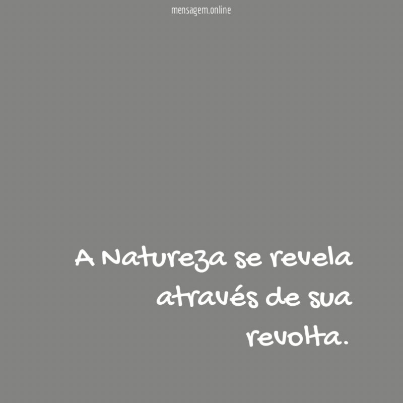 A Natureza se revela através de sua revolta