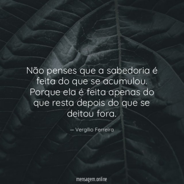 Não penses que a sabedoria é feita do que se acumulou