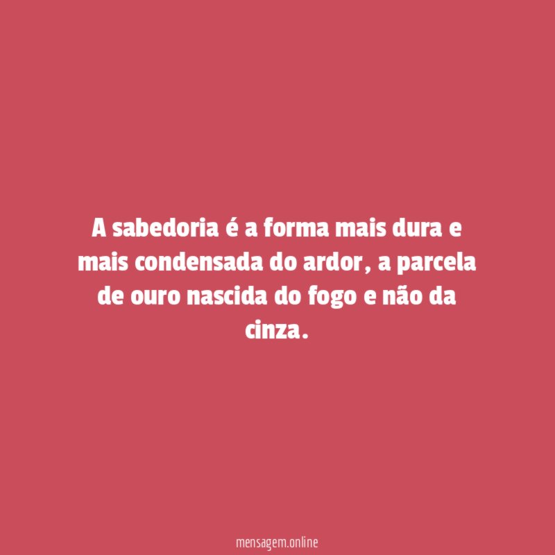 A sabedoria é a forma mais dura e mais condensada do ardor
