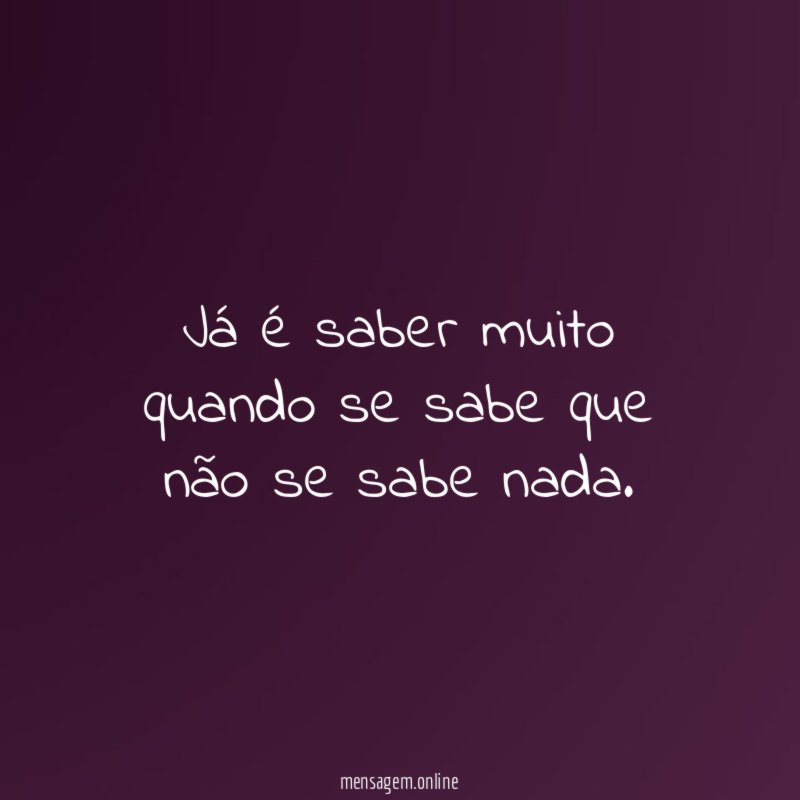 Já é saber muito quando se sabe que não se sabe nada