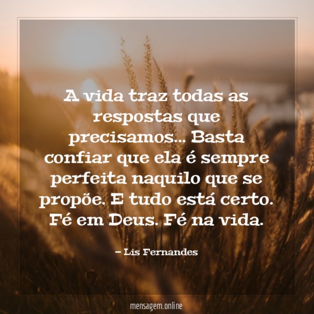 A vida traz todas as respostas que precisamos