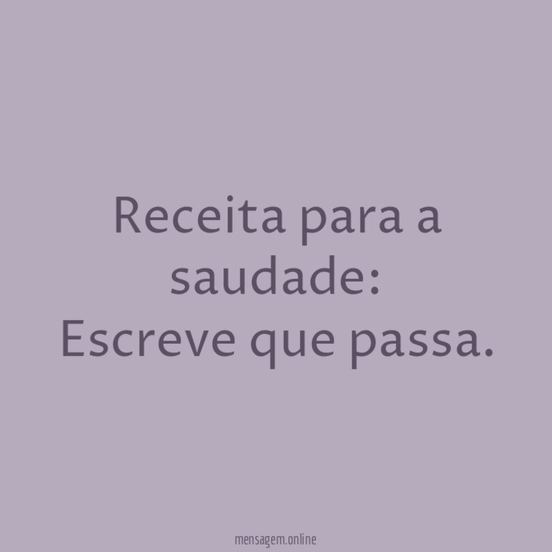 Receita para a saudade