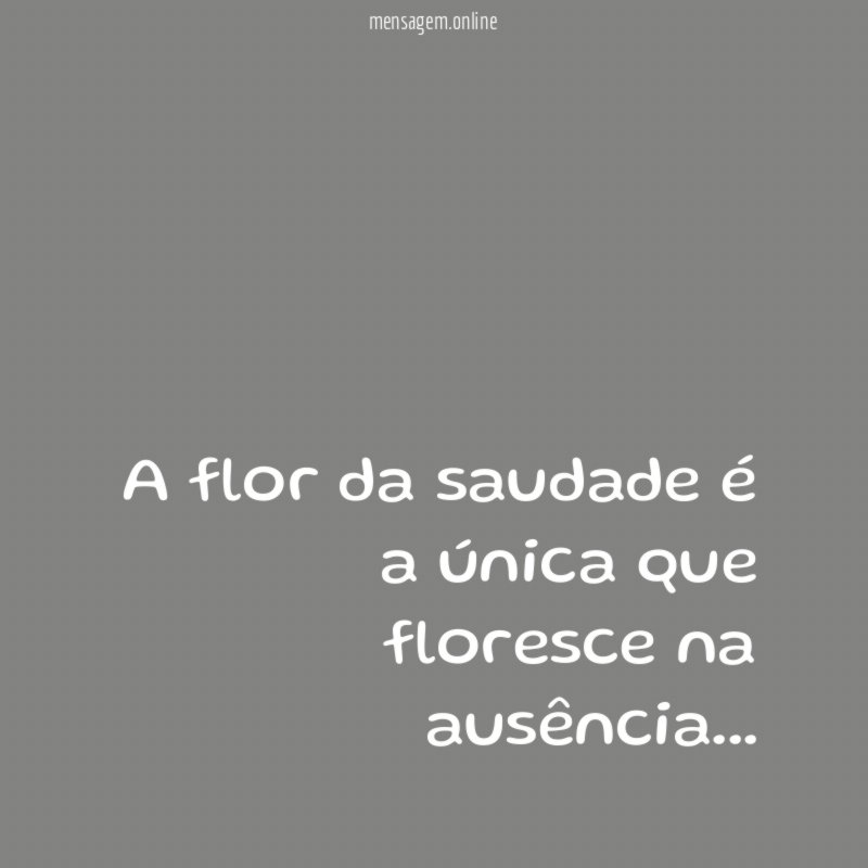 A flor da saudade é a única que floresce na ausência