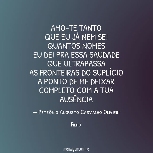 Amo-te tanto que eu já nem sei quantos nomes eu dei
