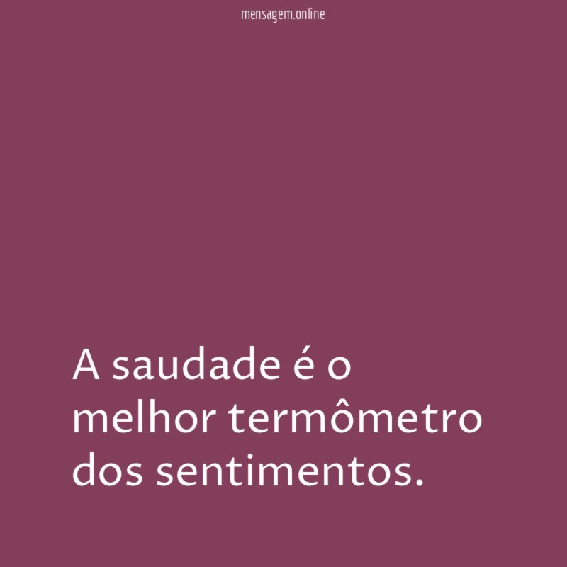 A saudade é o melhor termômetro dos sentimentos