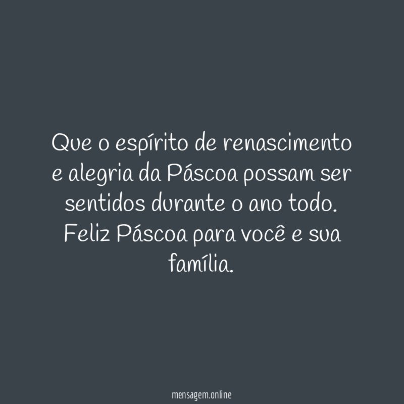 Que o espírito de renascimento e alegria da