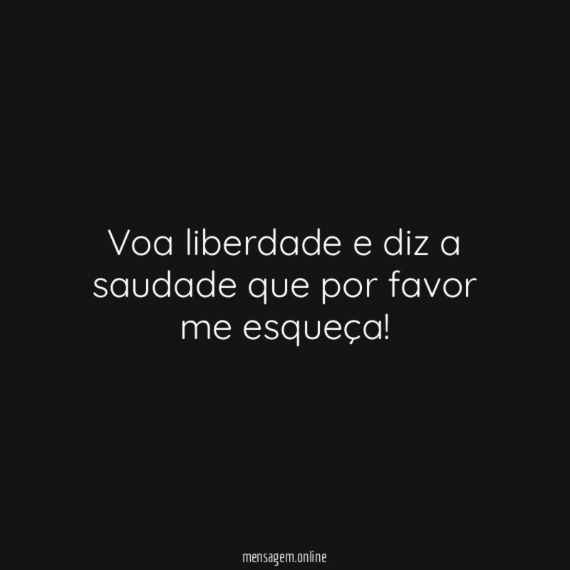 Voa liberdade e diz a saudade que por favor me esqueça