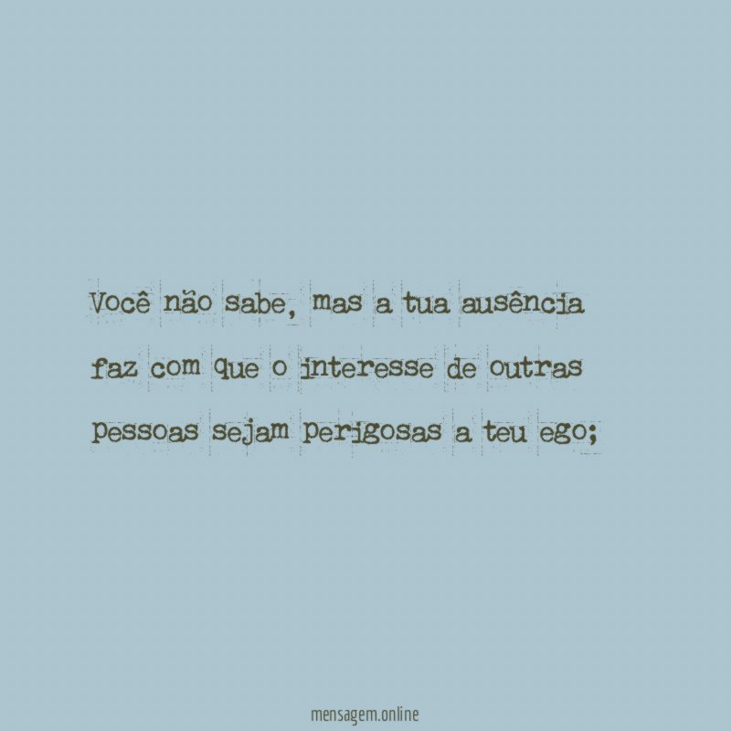 Você não sabe