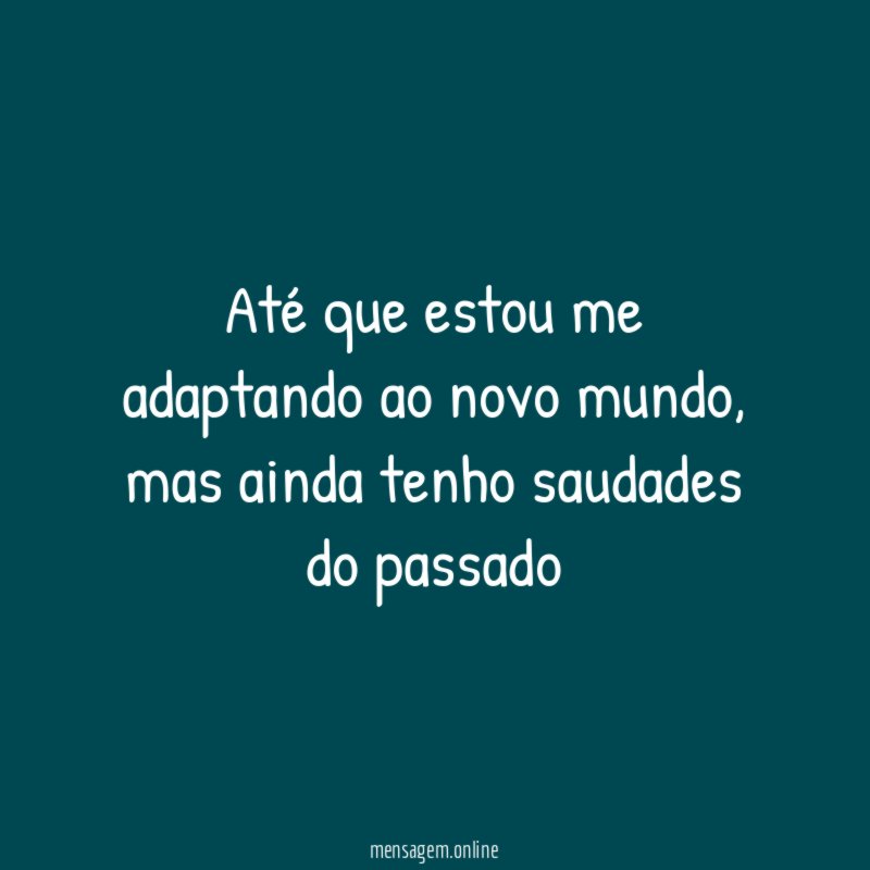 Até que estou me adaptando ao novo mundo