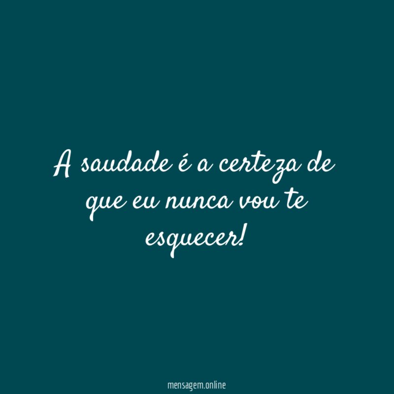 A saudade é a certeza de que eu nunca vou te esquecer