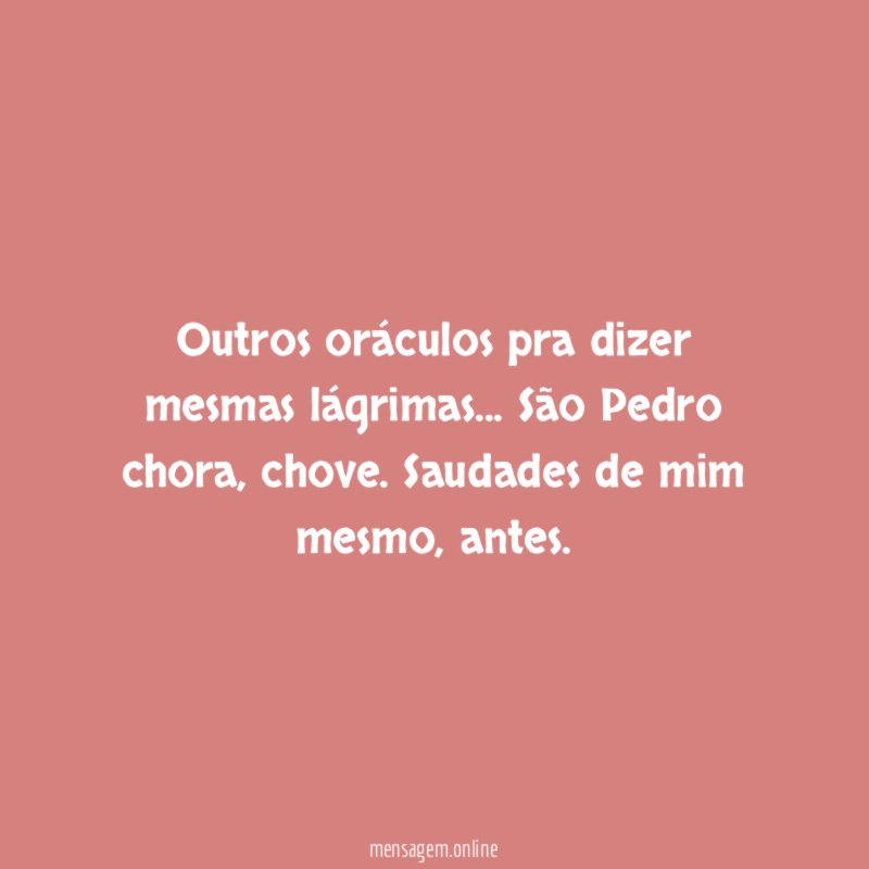 Outros oráculos pra dizer mesmas lágrimas