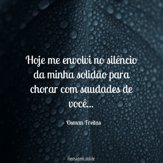 Hoje me envolvi no silêncio da minha solidão