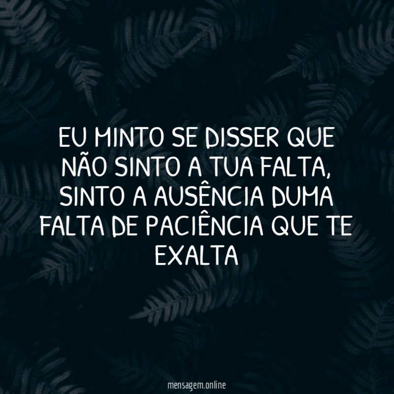 Eu minto se disser que não sinto a tua falta