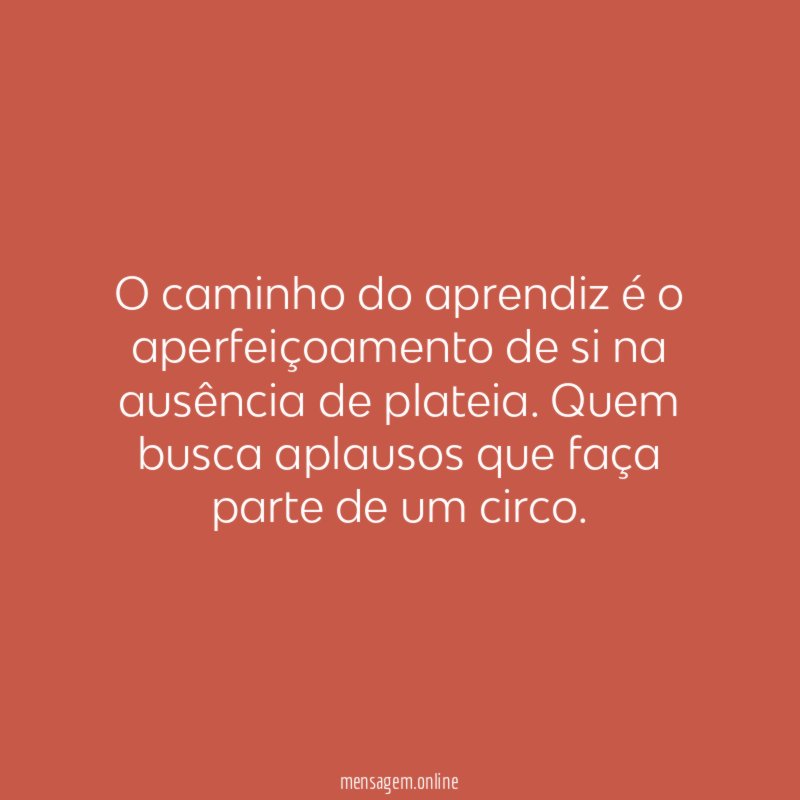 O caminho do aprendiz é o aperfeiçoamento de