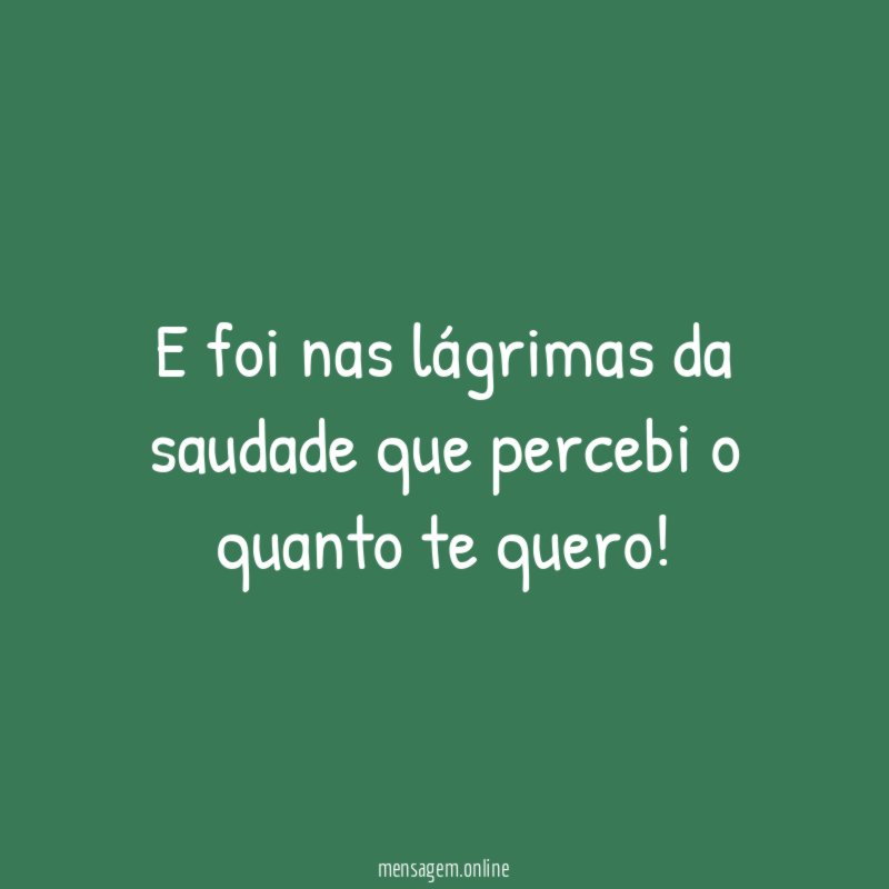 E foi nas lágrimas da saudade que percebi
