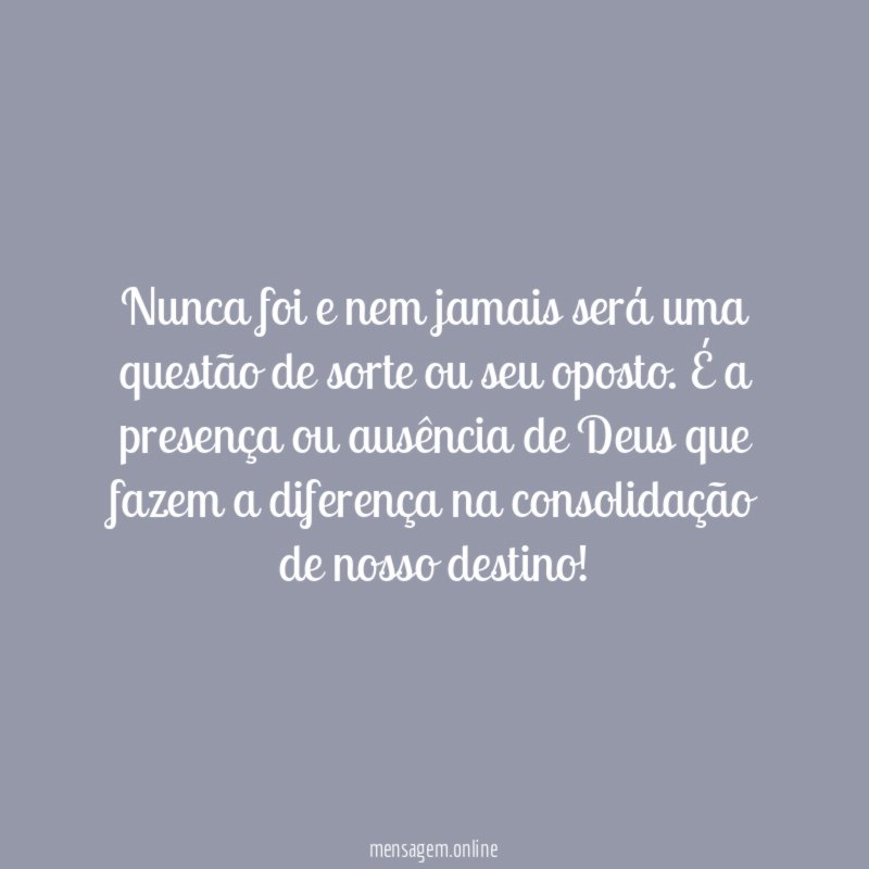 Nunca foi e nem jamais será uma questão