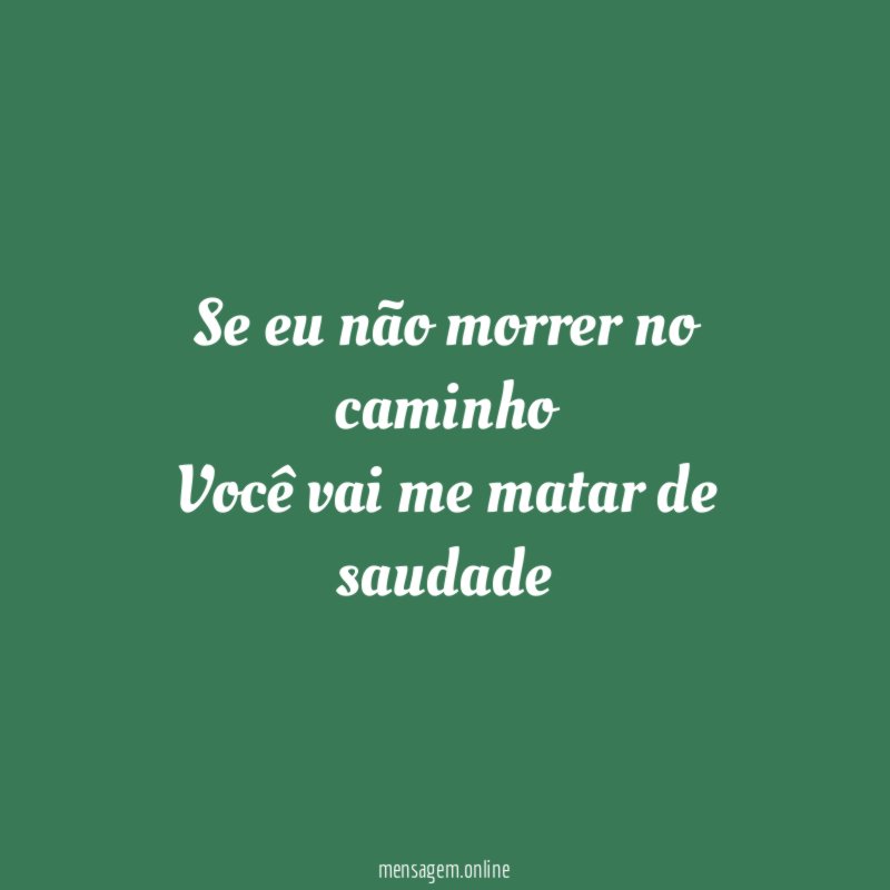 Se eu não morrer no caminho Você vai me