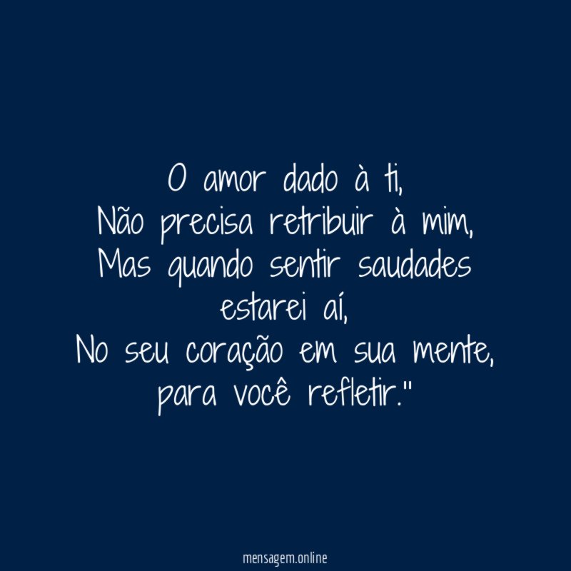 O amor dado à ti