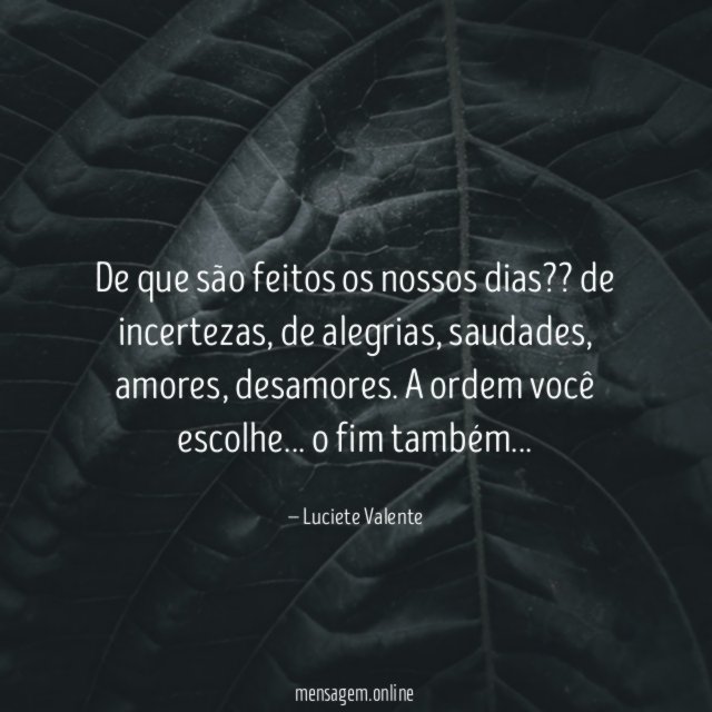 De que são feitos os nossos dias