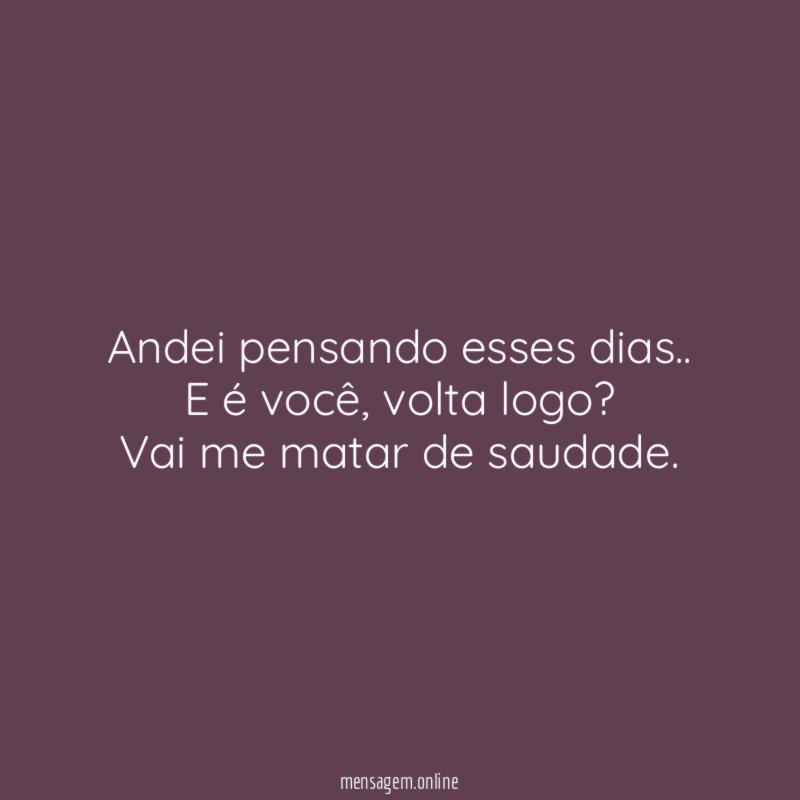 Andei pensando esses dias