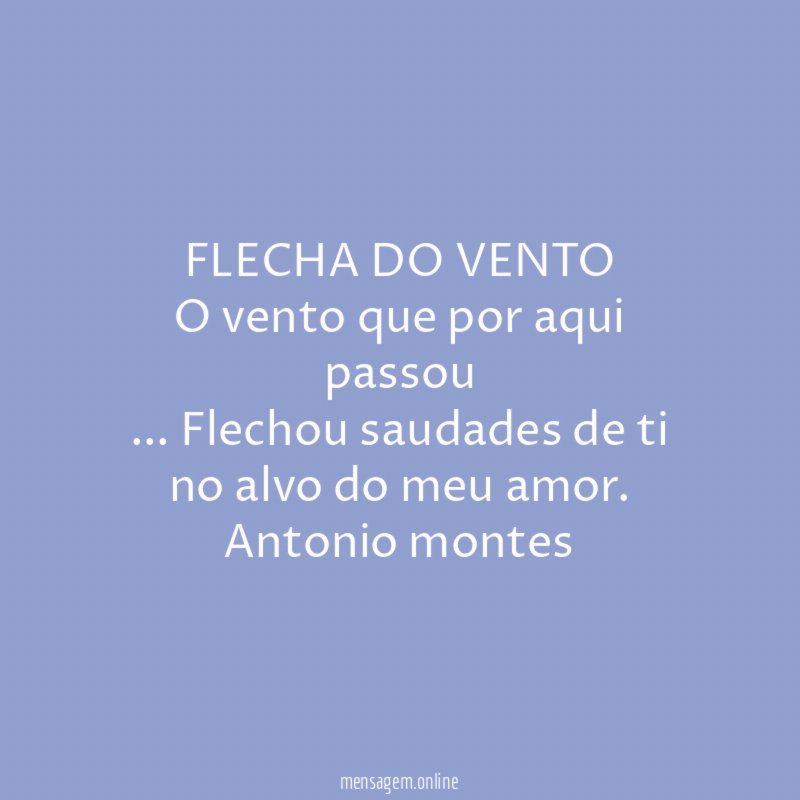 FLECHA DO VENTO O vento que por aqui passou