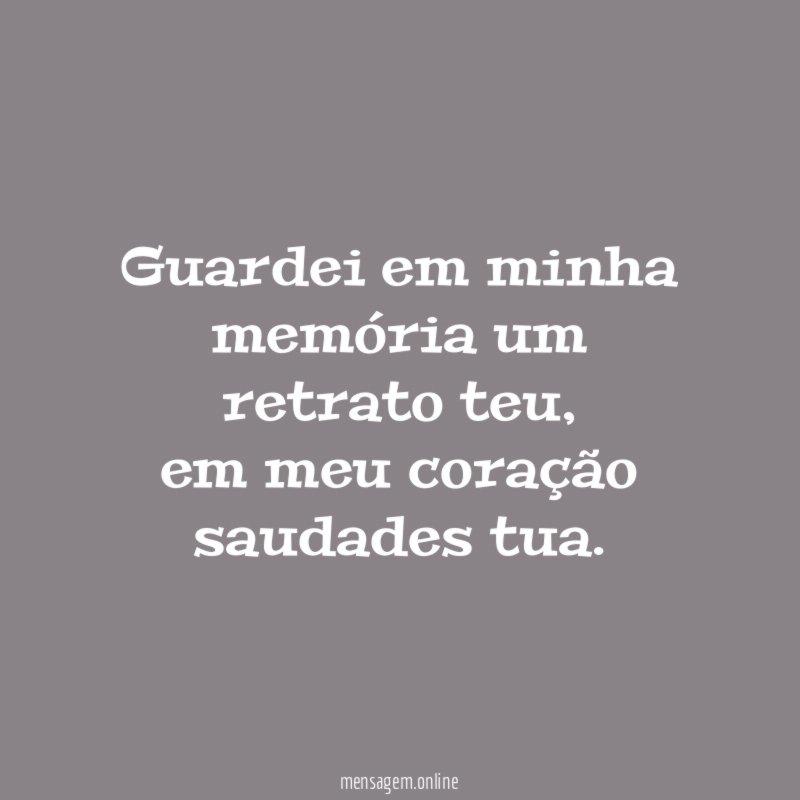 Guardei em minha memória um retrato teu