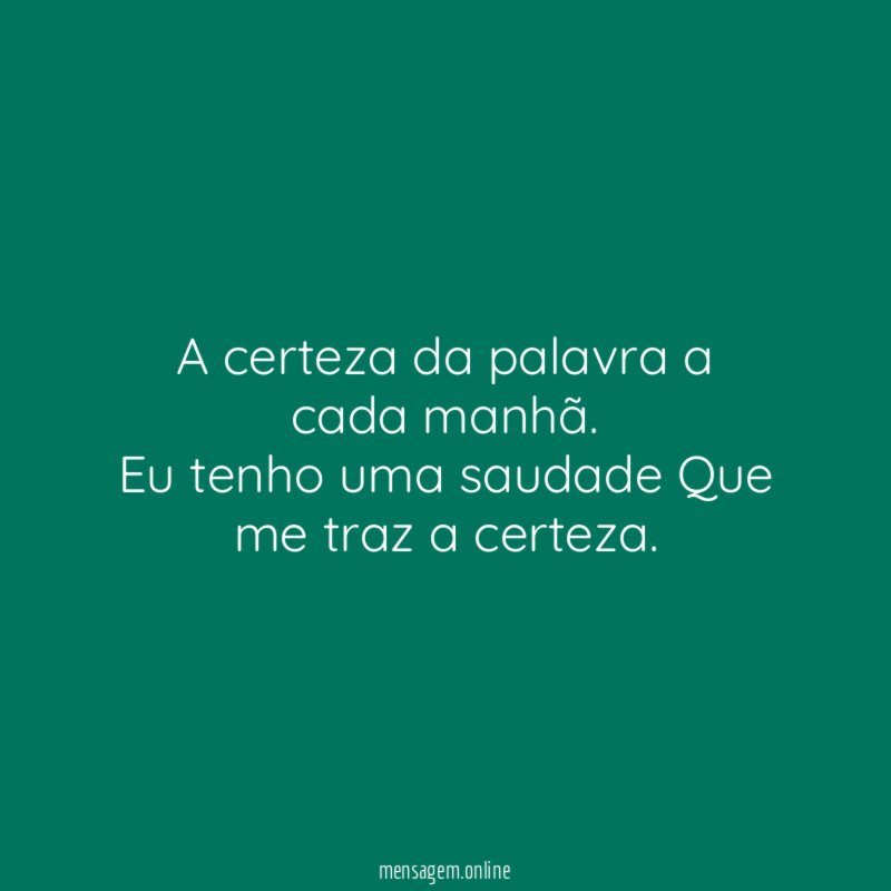 A certeza da palavra a cada manhã