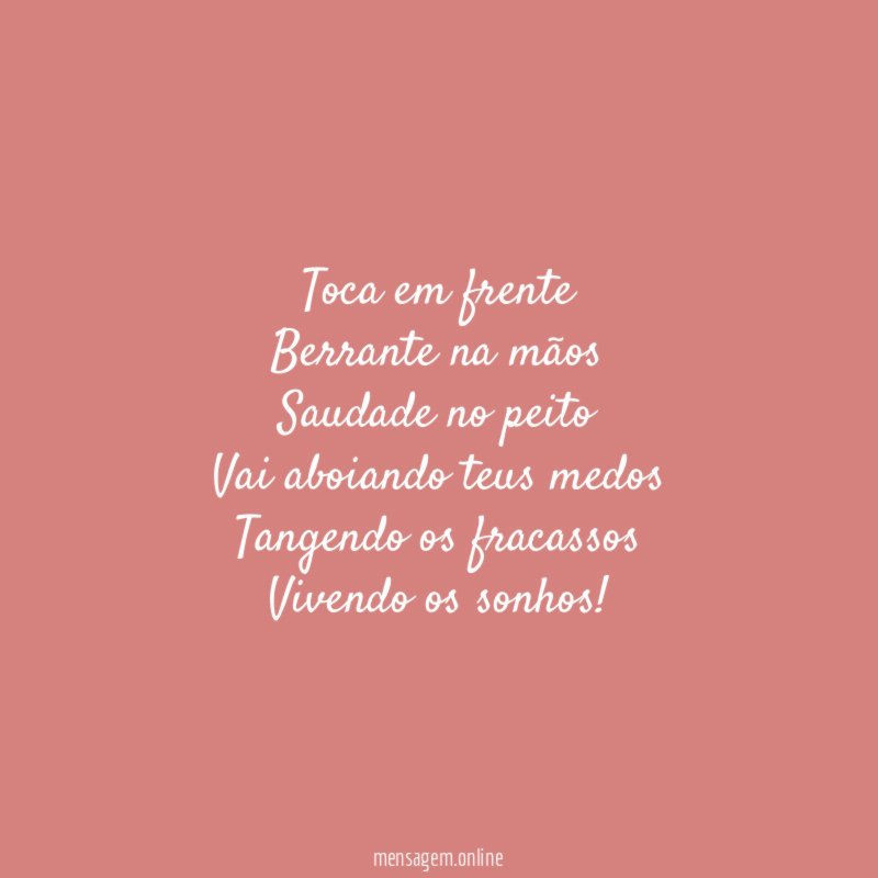 Toca em frente Berrante na mãos Saudade no peito Vai aboiando