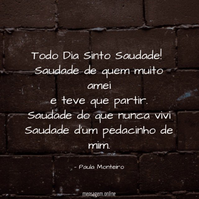 Todo Dia Sinto Saudade!