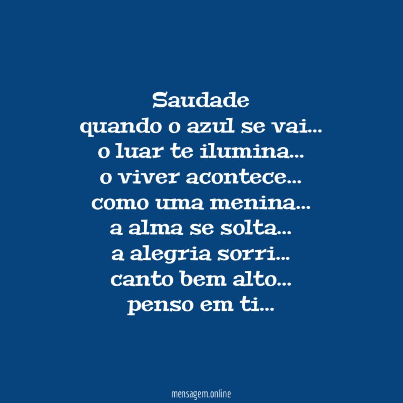 Saudade quando o azul se vai