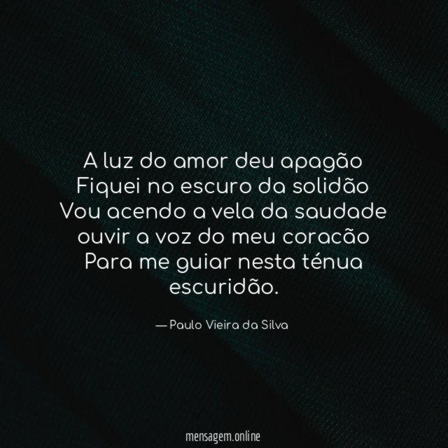 A luz do amor deu apagão Fiquei no escuro