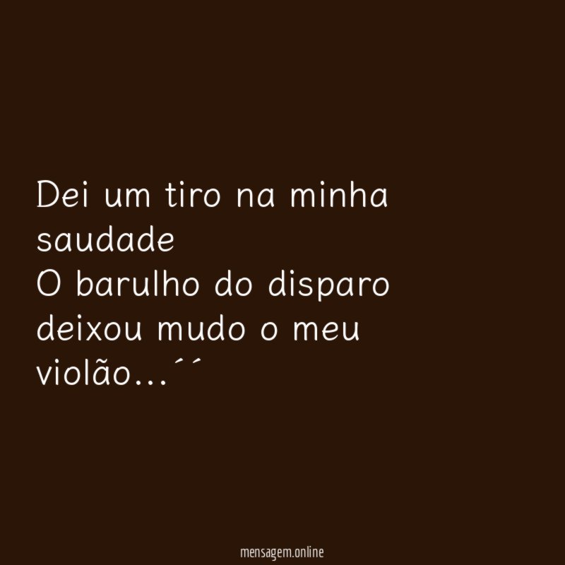Dei um tiro na minha saudade O barulho do