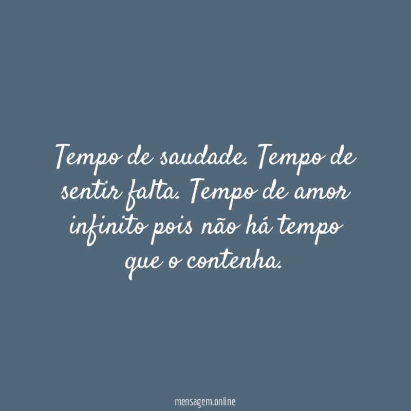 Tempo de saudade