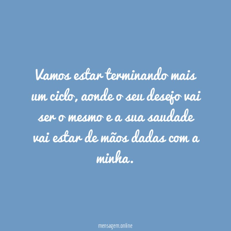 vamos estar terminando mais um ciclo