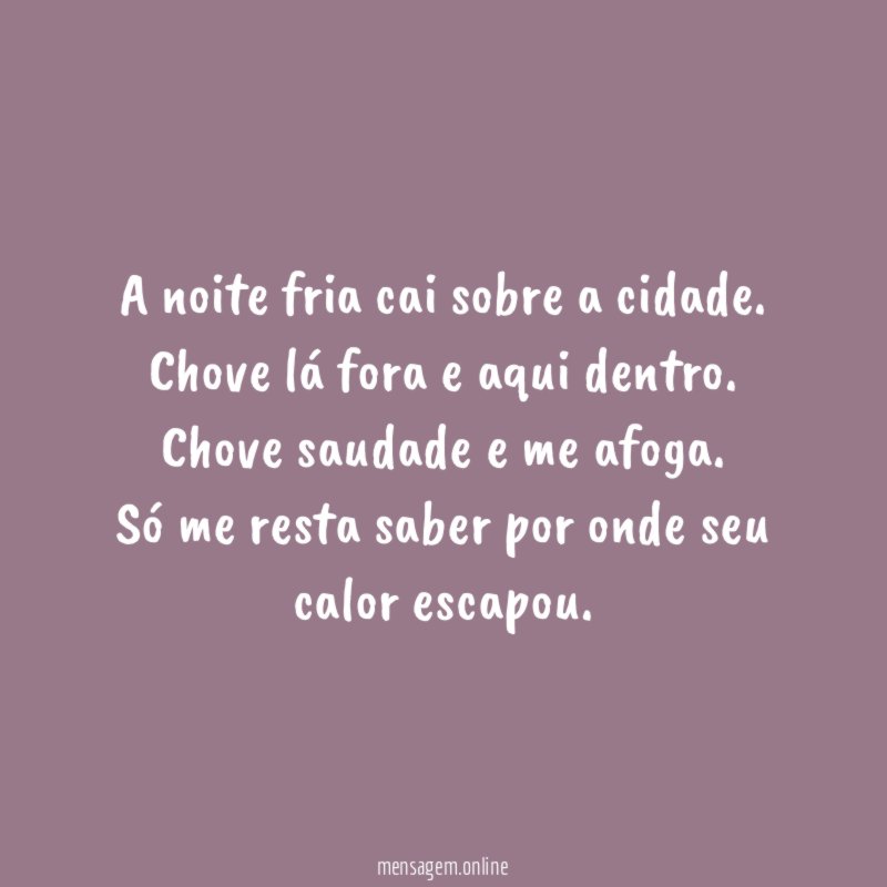 A noite fria cai sobre a cidade