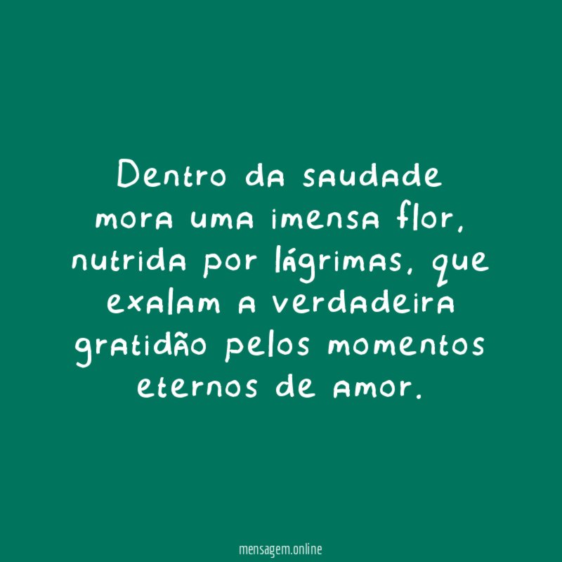 Dentro da saudade mora uma imensa flor