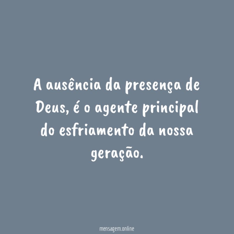 A ausência da presença de Deus