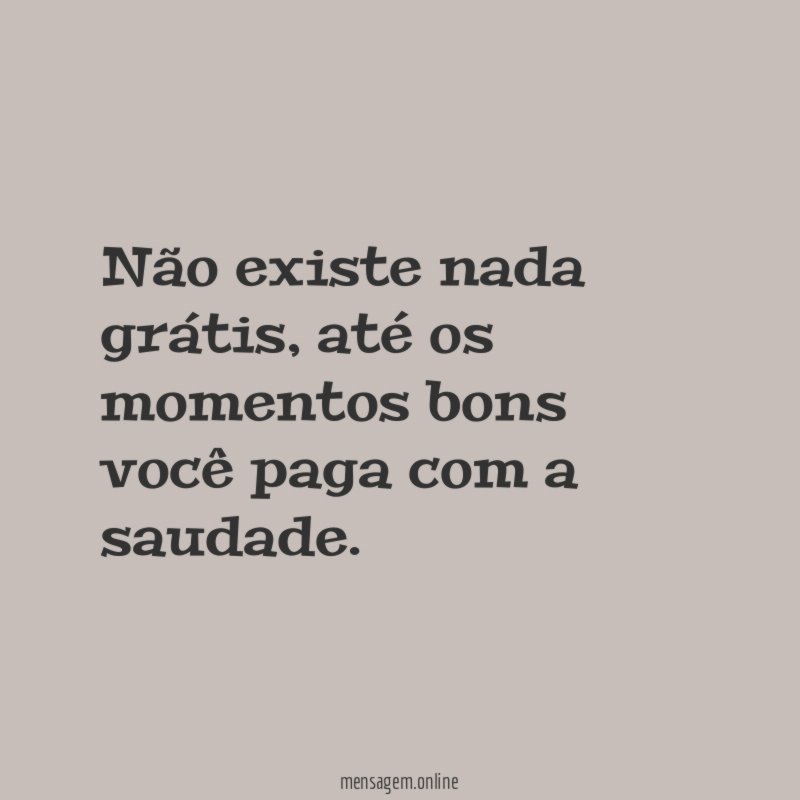 Não existe nada grátis