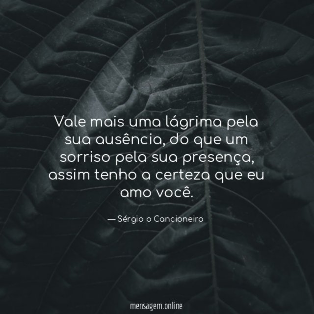 Vale mais uma lágrima pela sua ausência